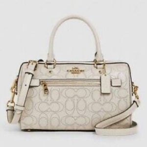 Coach Rowan Satchel in Cream Signature Leather w/strap